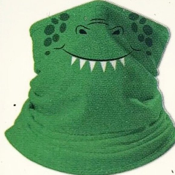 (3) Green Dinosaur Kid's Neck Gaiter Face Cover - Picture 2 of 5